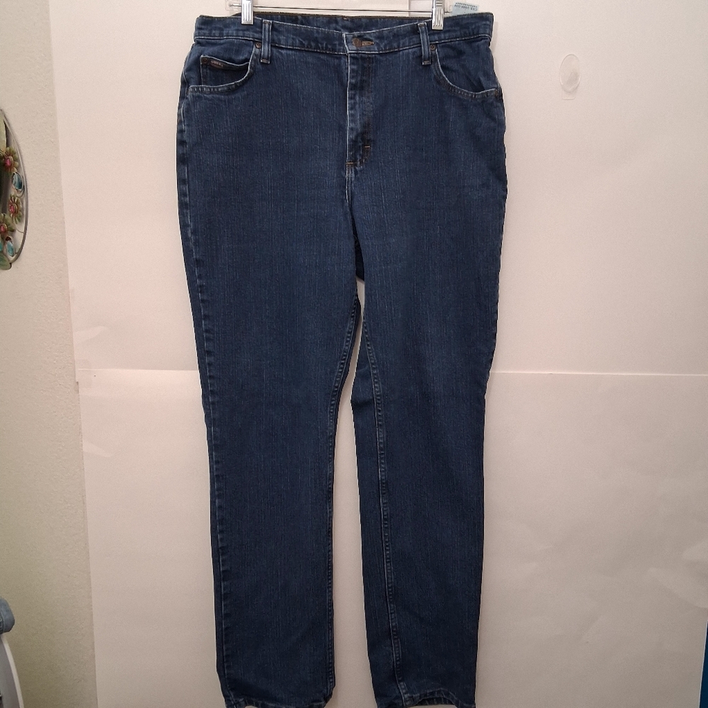 RIDERS Women's Classic Straight Leg Blue Long Jeans Size 18